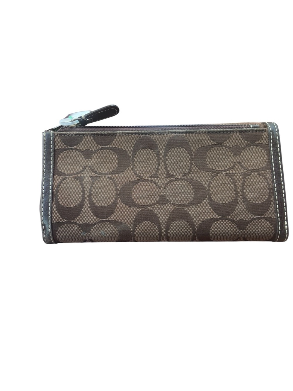 Coach Signature Brown Jacquard Canvas & Leather Snap Wallet - Picture 6 of 8